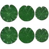 Abeillo 6Pcs Fake Lily Pads, 3 Sizes Floating Artificial Lily Pads Decorations, Realistic Pond Plants Decor for Pool Patio Aquarium Fountain