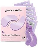 grace & stella Retinol Under Eye Patches for Puffy Eyes and Dark Circles - Restoring Gel Under Eye Masks with Hyaluronic Acid - Vegan Cruelty-Free Skincare, Birthday Gifts for Women (Purple, 24 Pairs)