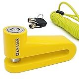 KRASER KR710Y Motorcycle Disc Lock, ø10mm Pin, Highly Deterrent, Anti-Drill, Compact Security Easy to Transport, Universal Anti Theft Wheel Brake Lock for Motorbike Scooter Electric Bike Bicycle