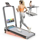 Walking Pad Treadmill with 12% Incline & Dual LED Display, 4 in 1 Walking Pad with Handle Bar, 3.5HP Foldable Under Desk Treadmill, Portable Treadmills for Home 350LBS, 4 Adjustable Incline, RGB Light