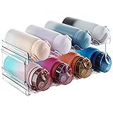 Lifewit Stackable Water Bottle Organizer for Cabinet, Plastic Bottle Holder Fits Bottles & Tumblers up to 3.8" Diameter, Pantry, Countertop & Fridge, 2 Tier Holds 8 Bottles