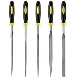 5 pcs Metal Needle File Set,Premium Small File Set, Hardened Alloy Strength Steel File Tools Includes Round, Half-Round, Flat, Square, Triangular File for Detail and Precise Work,by XEKIGU