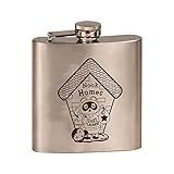 Raccoon Money Collector Nook Homes Fast Loans Game Parody 6 oz. Stainless Steel Custom Flask (Steel Silver)