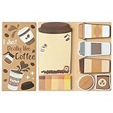 B1ykin Sticky Notes Set - Cartoon Theme Cute Self-Stick Notes Pad Teacher Appreciation Gifts, Self-Adhesive Writing Memo Pages Sticky to Do Notepad for Kids Employee School Office (Coffee)