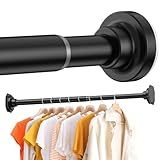 QINGYUN Closet Rods for Hanging Clothes 18 to 28 Inches, 1 Inch Adjustable Short Closet Rod Heavy Duty Clothes Hanging Tension Rod for Closet Wardrobes Laundry RV, Black