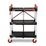Crescent SITERUNNER, 3 Shelf Heavy Duty Folding Jobsite Cart - 300-lb Capacity, F3SCBL