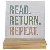Read Return Repeat Table Wood Plaque Sign,Home Library decor,home library decor,Librarian Wooden Stand Wood Sign Desk Decor for School Library Home Office Table ,Reading Gifts for Women Girls Book Lovers