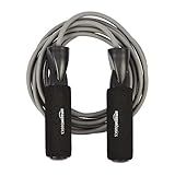 Amazon Basics Jump Rope for Exercise, Cardio and Home Workout, Length Adjustable, 118 Inches, Grey