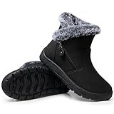 SHIBEVER Winter Boots for Women Waterproof: Womens Snow Boots Warm - Black Size 8 Ankle Fur Lined Insulated Winter Shoes