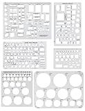 GAUENEEN 6 Pcs Architectural Templates, Circle Template, House Plan, Interior Design and Furniture Templates, Drafting Tools and Ruler Shapes for Architecture