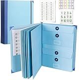 Important Document Organizer Personal Binder Organizer with Labels Accordion File Stylish Binder for Storing Important Papers, in case i die Binder Certificates, Passports, Photos, and Letters(Bule)