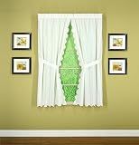 Today's Curtain CA2003K Orleans 54" Panel Pair with Tiebacks Tambour Scallop Edge Curtain, White, 60" W x 54" L/TB