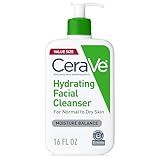 CeraVe Hydrating Facial Cleanser, Moisturizing Face Wash For Dry Skin, Hyaluronic Acid + Ceramides + Glycerin, Hydrating Cleanser For Normal To Dry Skin, National Eczema Association Certified, 16 Oz