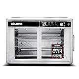 Gourmia French Door Air Fryer Oven - 37 Qt Large Capacity Convection Toaster Oven, FryForce 360°, Digital Display, 12 Cooking Presets, Dehydrate, Fits 13” Pizza, Dishwasher-Safe, Stainless Steel