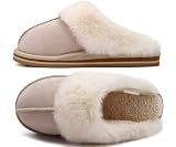 KuaiLu Womens Fuzzy Memory Foam Slippers House Shoes Arch Support Apricot 8