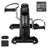 Uten Mini Exercise Bike, Under Desk Bike Pedal Exerciser, Under Desk Bike, Arm & Leg Peddler Machine with LCD Screen Displays, Portable Cycle (Cool Black)