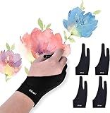 OTraki 4 Pack Artists Gloves 2 Finger Artist Glove Anti Smudge Glove Drawing Gloves for Paper Sketching, Pad Monitor, Graphics Tablet, Universal for Left and Right Hand - 2.75 x 7.08 inch
