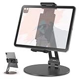 Rotating Tablet Stand,360°Rotatable Retail Kiosk Holder,Aluminum Commercial POS Display Stand for Microsoft Surface,iPad 10,Galaxy Tabs-7''-13''Tablets for Business,Office,Reception Kitchen,Home-Black
