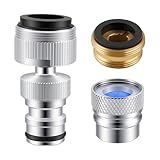 Hibbent 2 PACK Faucet to Dishwasher Adapter, Quick-Connect Dishwasher Snap-On Connection, with Swivel Ball Joint and Faucet Aerator, Male 15/16 Inch and Female 55/64 Inch, Chrome