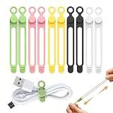 10 Pcs Silicone Cable Ties, Reusable Data Cable Organizer Wire Organizers for Office, Multipurpose Elastic Cord Wraps Cable Management for Charging Cord,Appliances,Home,Office,Kitchen,School,Travel