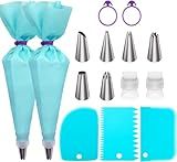 Piping Bags and Tips Set, Reusable Piping Bags, Frosting Piping Kit for Baking with Pastry Bags and Tips, Standard Converters, Silicone Rings, Cake Decorating Tools Supplies for Cookie Icing, Cupcake