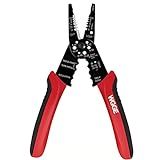 WGGE WG-015 Professional 8-inch Wire Stripper/Crimping Tool, Cable Cutter/Crimper, Wiring and Multi-Function Hand Tool, Red With Black
