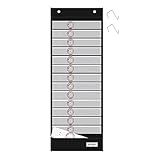Headif Daily Schedule Pocket Chart, School Supplies Classroom Pocket Chart Schedule 13+1 Black Pocket Chart with 18 Reusable Cards, Education Scheduling Chart for School Office Homeschool (13”x 35.5”)