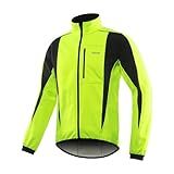 ARSUXEO Winter Warm UP Thermal Softshell Cycling Jacket Windproof Waterproof Bicycle Mountain Bike Clothes 15-K Green Size Medium