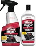 Weiman Ceramic and Glass Cooktop - 10 Ounce - Stove Top Daily Cleaner Kit - 12 Ounce - Glass Induction Cooktop Cleaning Bundle for Heavy Duty Mess Cleans Burnt-on Food