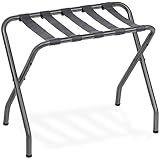 HOOBRO Luggage Rack, Metal Foldable Suitcase Stand for Guest Room, Holds up to 100 lb, 27 x 15.3 x 22 Inches, Steel Frame, Nylon Straps, Hotel, Bedroom, Closet, Gray GY02XL01