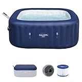 Bestway SaluSpa Hawaii Smart AirJet Inflatable Hot Tub Square Portable 4 to 6 Person Spa with 140 AirJets, App Control and EnergySense Cover, Blue