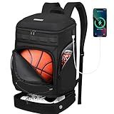Ciihars Basketball Bag Backpack Large Sports Bag with Separate Ball holder & Shoes compartment, Best for Basketball, Soccer,Volleyball,Gym（Black）