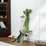 Cactus Wall-Mounted Cat Climbing Tree – Heavy-Duty Sisal Scratching Post with Slanted Board & Hanging Toy – Drill-Mount for All Wall Types, Space-Saving Decorative Cat Furniture