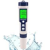 Pool Salt Tester & PH Meter, Hofun Digital Salinity Meter and PH Tester for Aquarium and Pool Saltwater Water, 5 in 1 Salinity PH Temp EC and TDS Meter, Aquarium Swimming Pool Hot Tub, High Accuracy