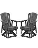 SERWALL Adirondack Swivel Glider Chair, HDPE Patio Swivel Glider Set of 2, All-Weather Glider Chair for Porch, Balcony, Slate Grey
