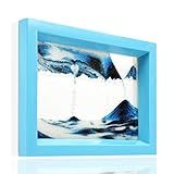 whimsyyy Moving Sand Art Liquid Motion Bubbler Flowing Sand Art Picture Desktop Sensory Calming Fidget Toy Voted Best Gift!(Ocean Heart) (Blue)
