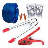 Packaging Strapping Kit - Pallet Poly Tensioner Tool Sealer, Banding Tool, 4000" Length x 1/2" Wide PP Belt, 100 Metal Seals for Packing and Shipping