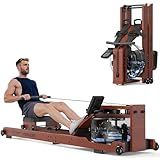 YOSUDA Water Rowing Machines for Home Use-Foldable Wooden Rower Machine 400LBS Weight Capacity with Dedicated Monitor & Bluetooth APP, Comfortable Seat (CLASSIC-22L Tank)