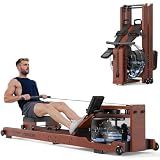 YOSUDA Water Rowing Machines for Home Use-Foldable Wooden Rower Machine 400LBS Weight Capacity with Dedicated Monitor & Bluetooth APP, Comfortable Seat (CLASSIC-22L Tank)