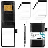 Koogel 11PCS Mini Pocket Notepad Holder Set, 3 x 5 Inch Small Notepad with Pen and 9 Memo Book Refills Server Lined Papers Desk Notepads for Office Supplies, Writing and Memo pads 30 Sheets Each