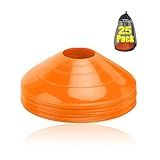 Ashsajkd(Set of 25 - Agility Soccer Cones with Carry Bag and for Football Cones for TrainingFootball, Basketball, Coaching, Agility Cones for Indoor and Outdoor Games (D-25 Pack Orange)