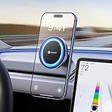 VICSEED Tesla Phone Mount【Strongest Magnet Power】Foldable Hidden Tesla Phone Holder Fit for All Phone, Tesla Model 3 Model Y for MagSafe Car Mount, Tesla Model 3 Accessories, Tesla Model Y Accessories