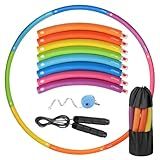 Phobby Weighted Exercise Hoop for Adults, 2.2lbs Adjustable Fitness Hoop, 8 Detachable Hoop Sections with Jump Rope & Storage Bag, Home Gym Workout