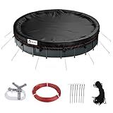 iBirdie Winter Pool Cover fit 21', 22', 20' Above Ground Round Stock Tank Pools, Fade-Resistant Tear-Resistant Waterproof and Weatherproof Protection, Black, Fabric 500D, Cover Size 24'