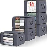 Fab totes 6 Pack Storage Bags for Clothes Blanket Storage Bins with Lids