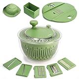 SUSTEAS Salad Spinner Large, Vegetables Wash Bowl, Fruits & Herb Lettuce Dryer with 5 Blade Slicer Egg Yolk Strainer Shredder for Efficient Salad Preparation and Food Washing, 4.25Qt