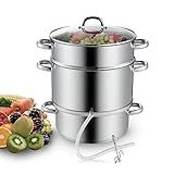 Cooks Standard Canning Juice Steamer Extractor Fruit Vegetables for Making Jelly, Sauces, 11-Quart Stainless Steel Multipot with Glass Lid, Clamp, 2-Pcs Hose