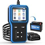 OBD2 Scanner with Upgrade Battery Tester - Diagnostic Tool for Cars That Check Engine Light & Emissions Readiness Read and Clears Vehicle Error Codes for All OBD II Protocol Vehicles Since 1996（Blue）