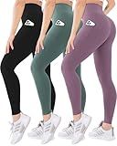 Blisset 3 Pack High Waisted Leggings for Women-Soft Athletic Tummy Control Pants for Running Yoga Workout Reg & Plus Size