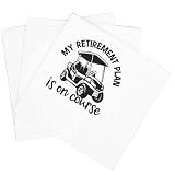 SharkBliss Funny Sarcastic Golf Quotes Cocktail Napkins, 100 Pack My Retirement Plan Is On Course Disposable Paper Cocktail Napkins For Retirement Party 2-Ply, 5x5" (Retire Plan On Course)